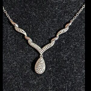ARTISTIQUE Sterling Silver Crystal Teardrop Necklace - 18 inch - NWT: $250